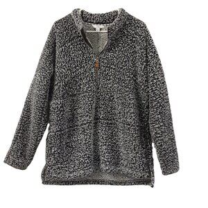 Time & Tru Woman's Pullover Sweater Sz XL 16-18, Zip Neckline Pockets Black/Gray